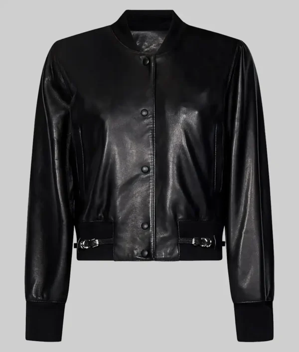 Jenna Women’s Black Leather Varsity Jacket