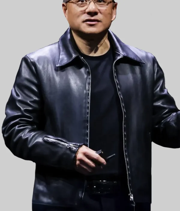 Jensen Huang Black Leather Jacket