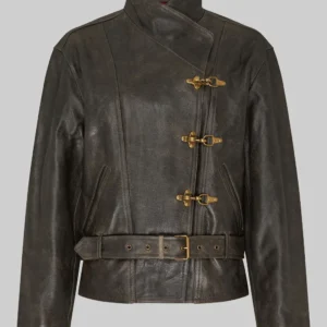 Lady Gaga Distressed Leather Jacket