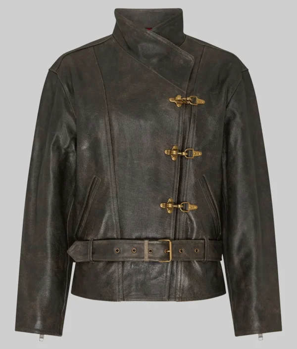 Lady Gaga Distressed Leather Jacket