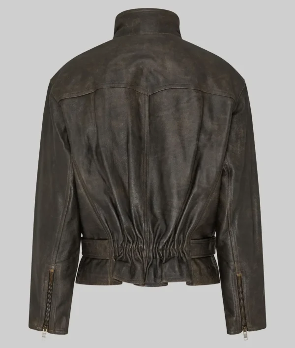 Lady Gaga Distressed Leather Jacket