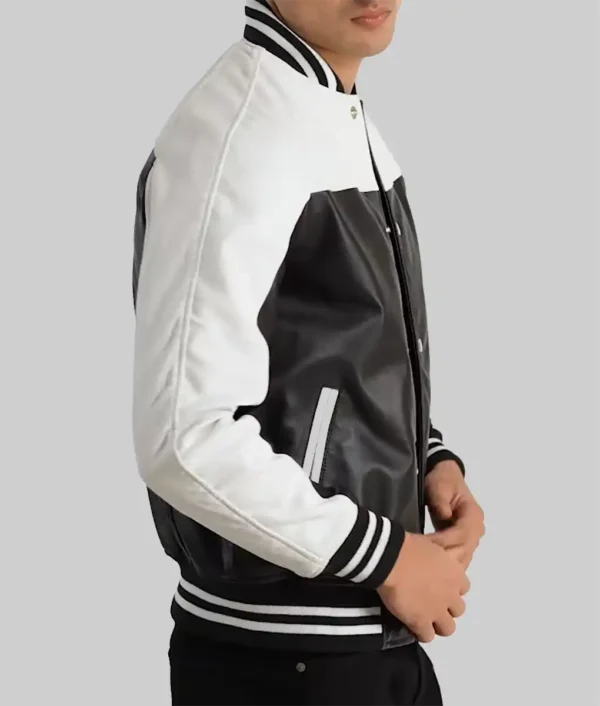 Venus Men’s White and Black Leather Varsity Jacket