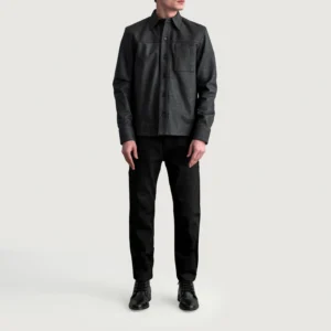 Scout Tumbled Black Leather Shirt