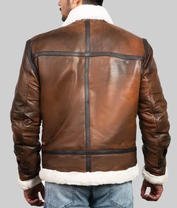 Monroe Mens Dark Brown B-3 Bomber Leather Jacket - Image 2