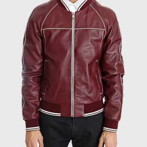 Holt Men’s Red Varsity Leather Jacket