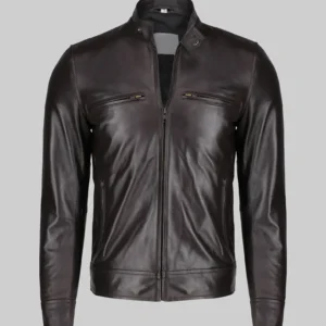 Nero Mens Brown Distressed Leather Jacket