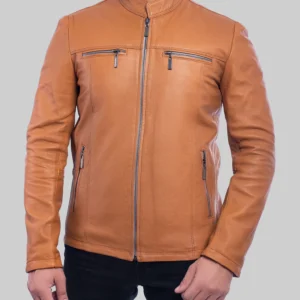 Nero Mens Tan Quilted Leather Jacket