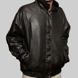 Nicholas Alexander Chavez Brown Leather Bomber Jacket