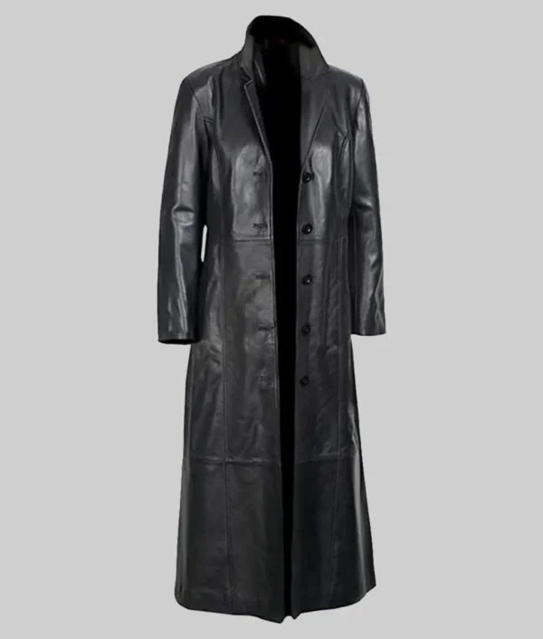 Peaky Blinders Rebecca Ferguson Black Leather Coat - Image 2