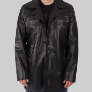 Pete Mens Black Leather Blazer