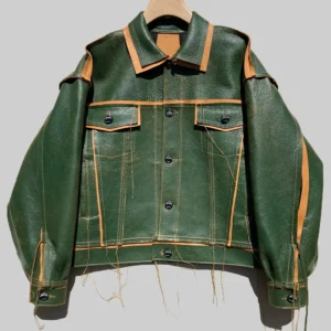 Romeo Santos Green Leather Jacket