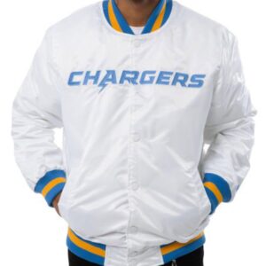 Starter Chargers Light White Bomber Jacket