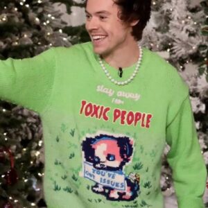 Harry Styles Stay Away From Toxic People Green Sweater