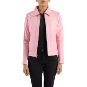 Vixen Pink Classic Collar Leather Jacket