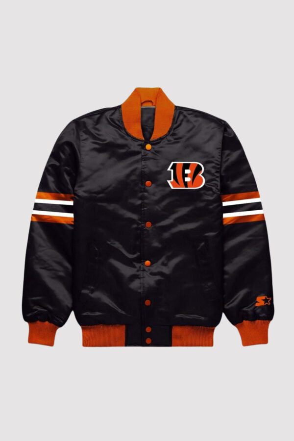 Cincinnati Bengals Button Down Black Varsity Jacket