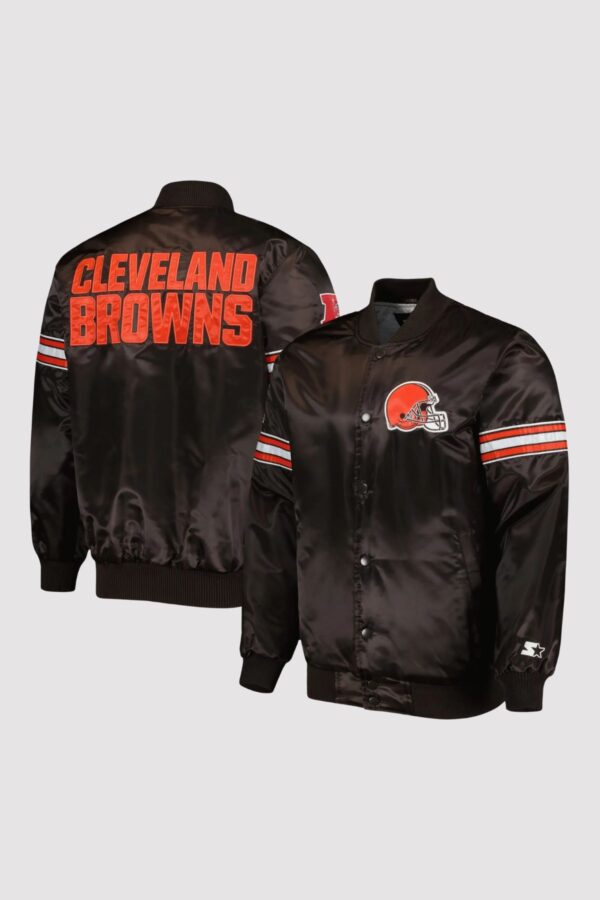 Cleveland Browns Starter Black The Pick and Roll Satin Varsity Jacket