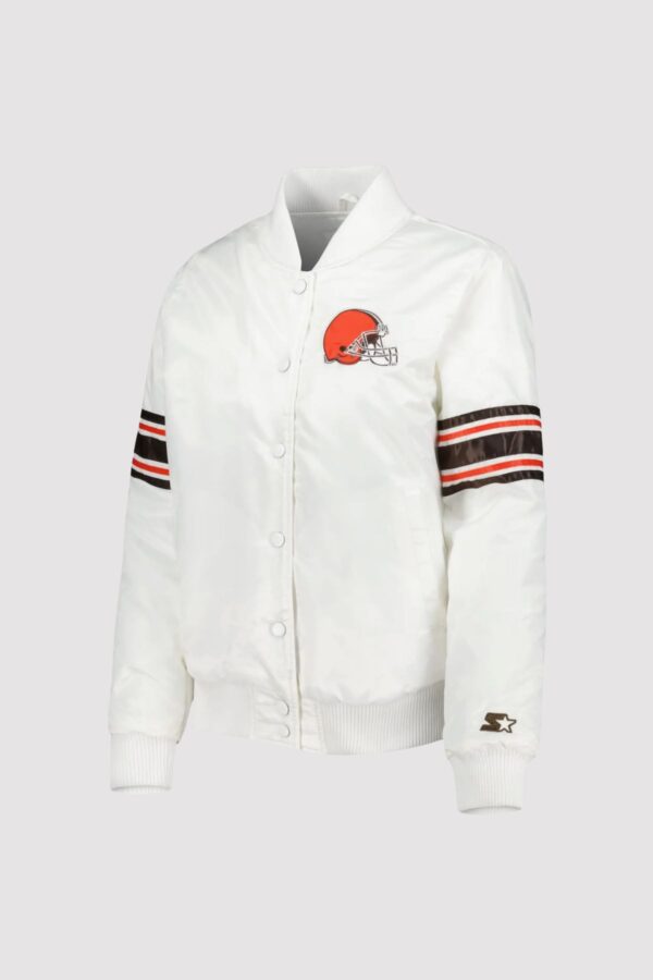 Cleveland Browns Starter White Line Up Satin Varsity Jacket