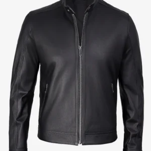 Men's Premium Black Cafe Racer Leather Jacket