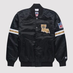 New Orleans Saints Black Satin Varsity Jacket