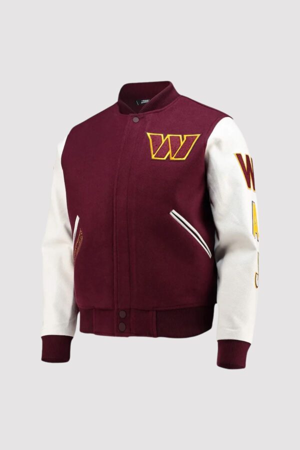 Washington Commanders White/Burgundy Letterman Jacket