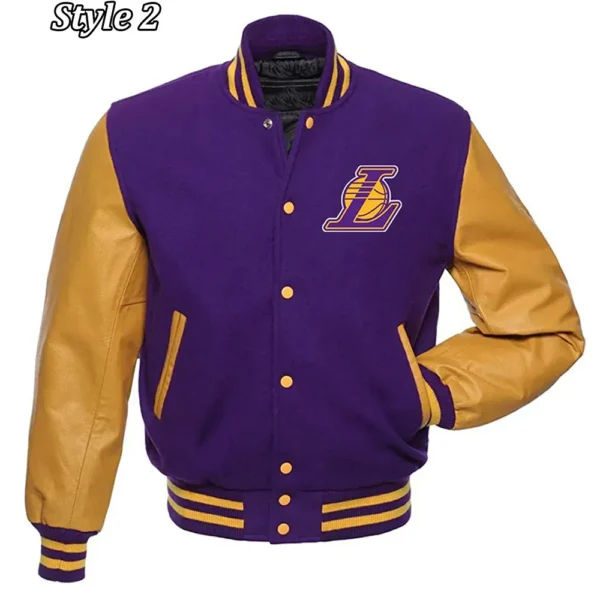 Los Angeles Lakers NBA Purple and Yellow Letterman Jacket