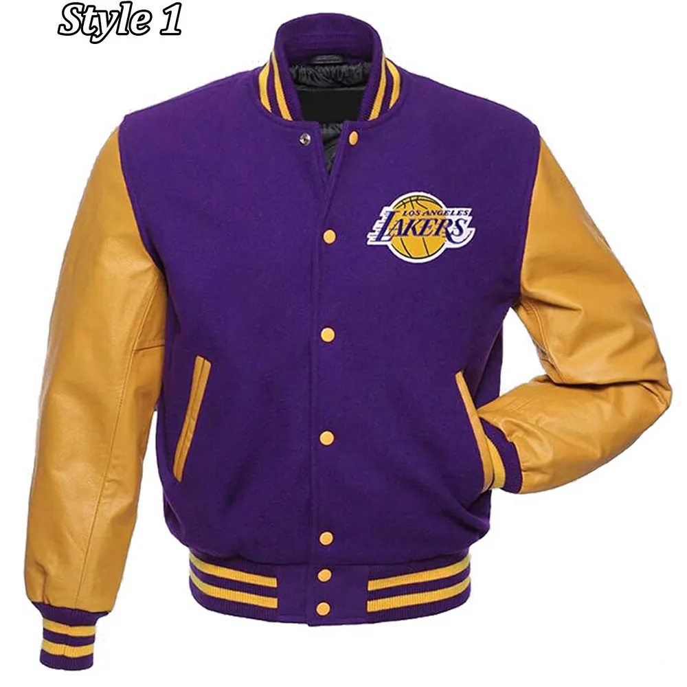 Los Angeles Lakers NBA Purple and Yellow Letterman Jacket