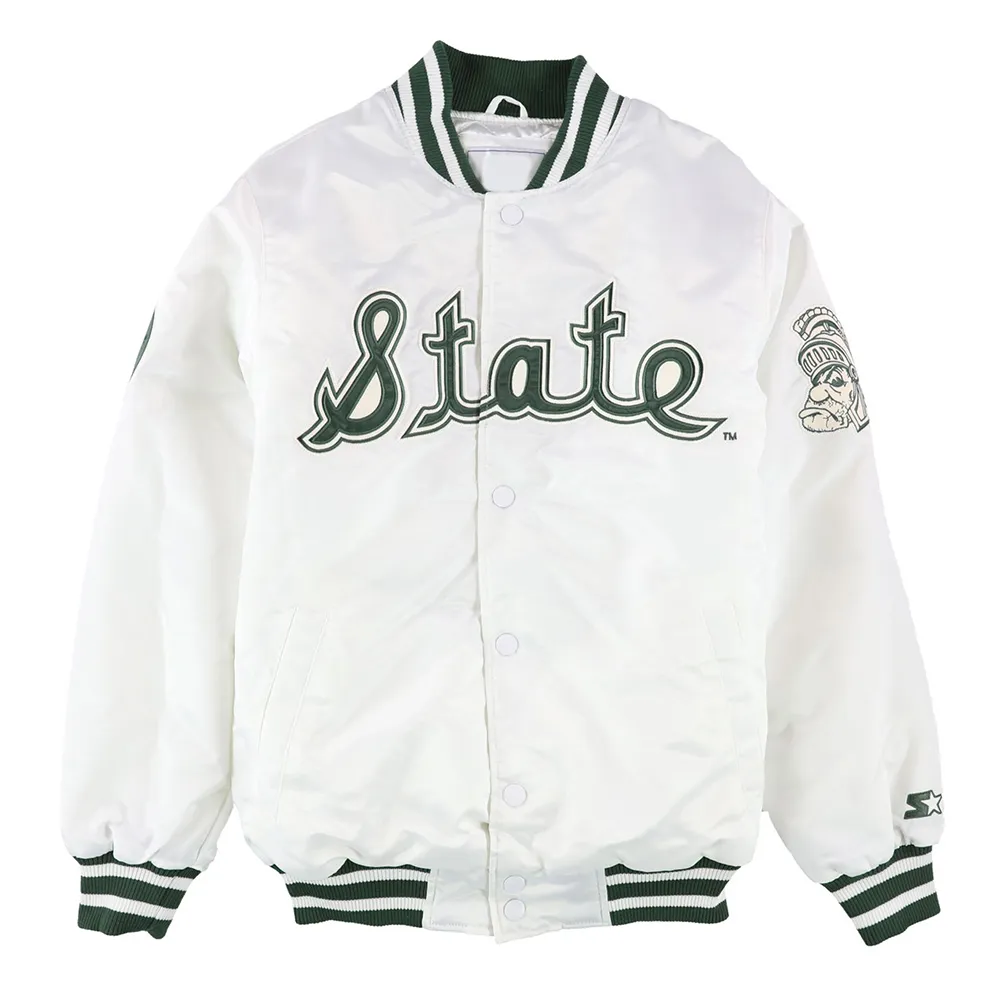 Michigan State Spartans White Varsity Satin Jacket