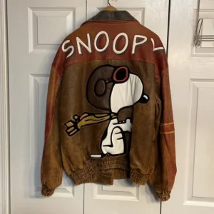 Authentic Vintage Snoopy Leather Bomber Jacket