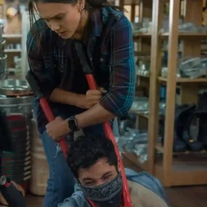 Jessica Alba Trigger Warning 2024 Plaid Shirt
