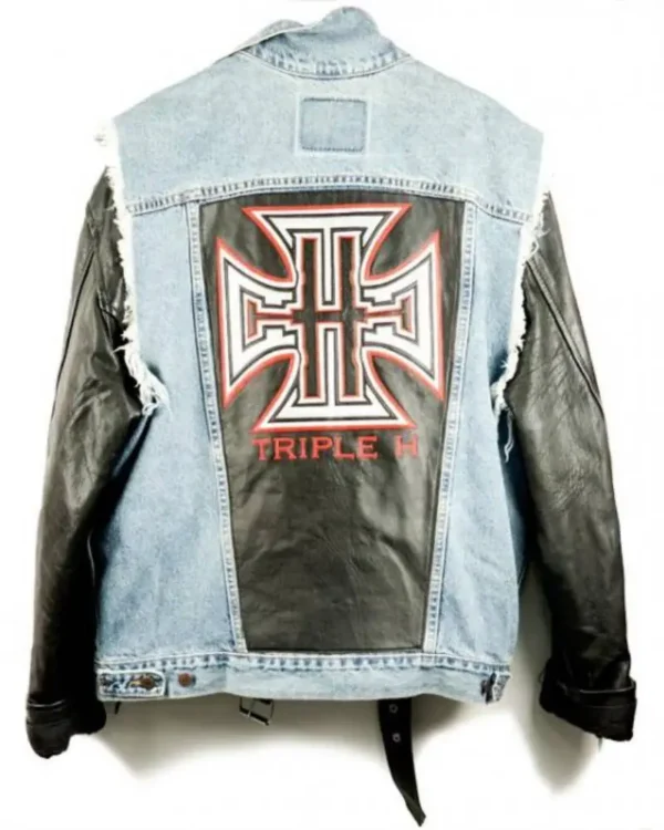 WWE Triple H Denim Leather Jacket USA Jackets