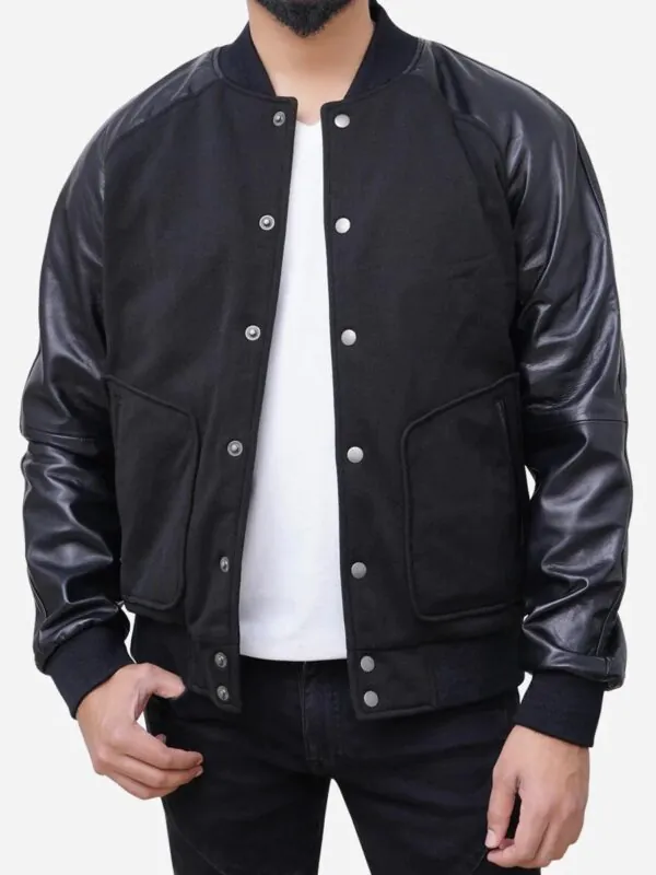 Mens Wool Blended Varsity Baseball Letterman Jacket