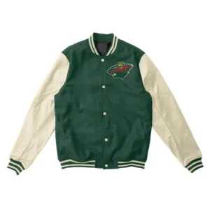 Minnesota Wild Green And Cream Varsity Jacket