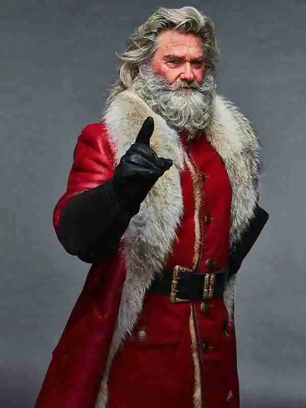 Kurt Russell The Christmas Chronicles Red Shearling Coat