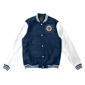 Winnipeg Jets Navy Blue And White Varsity Jacket