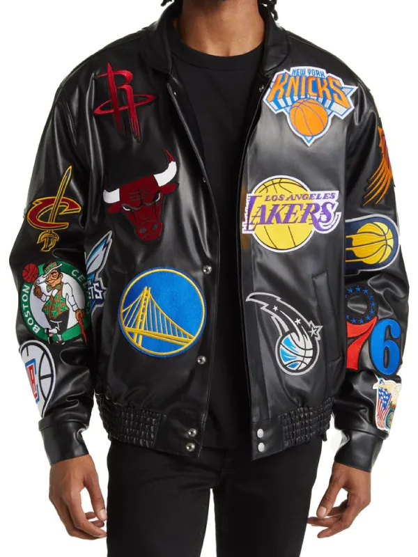 NBA Collage Faux Leather Jacket