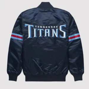 Striped Tennessee Titans Navy Blue Varsity Jacket