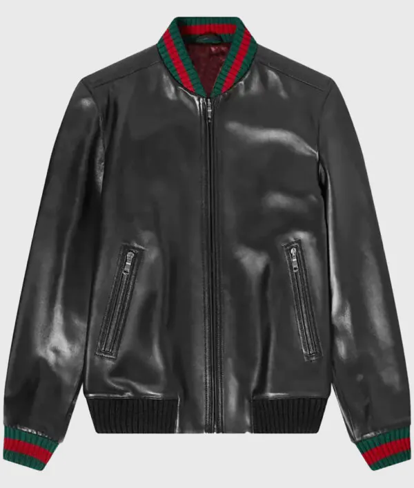 Current Men’s Black Bomber Leather Jacket