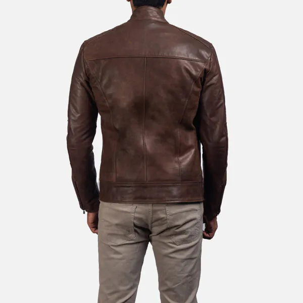 Dean Brown Leather Biker Jacket - Image 2