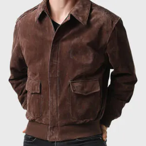 Flight Suede Brown A-2 Bomber Aviator Leather Jacket