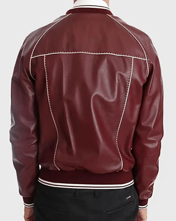 Holt Men’s Maroon Varsity Leather Jacket