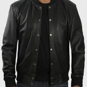 Tyler Men’s Black Leather Varsity Jacket