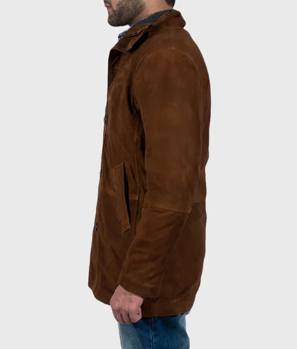 Noble Men’s Brown Suede Shearling Coat