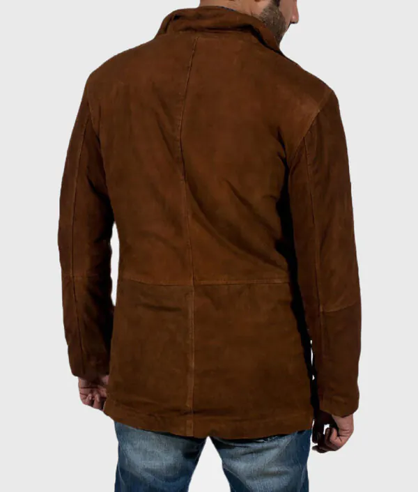 Noble Men’s Brown Suede Shearling Coat - Image 2