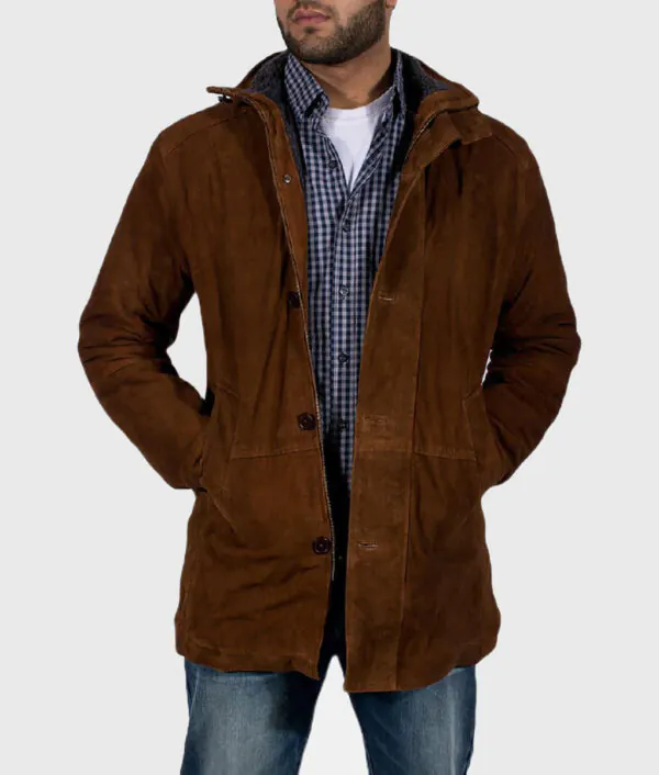 Noble Men’s Brown Suede Shearling Coat