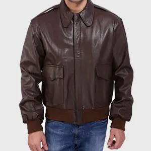 Roco Men’s Brown A-2 Bomber Leather Jacket