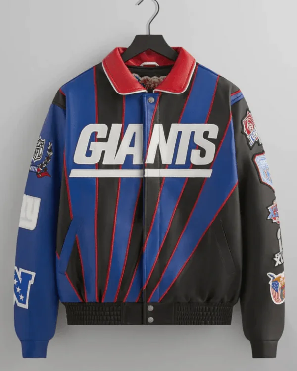 Kith x Jeff Hamilton NFL Giants Leather Varsity Jacket