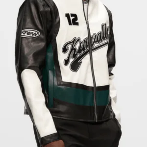 Kuwalla Black And White Leather Biker Jacket