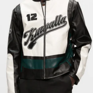 Kuwalla Black And White Leather Biker Jacket