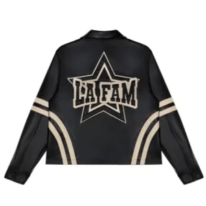 La Fam Retro Varsity Black Leather Jacket