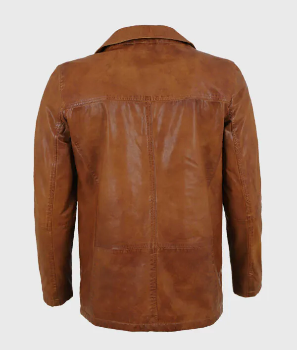 Major Men’s Vintage Brown Leather Coat - Image 2